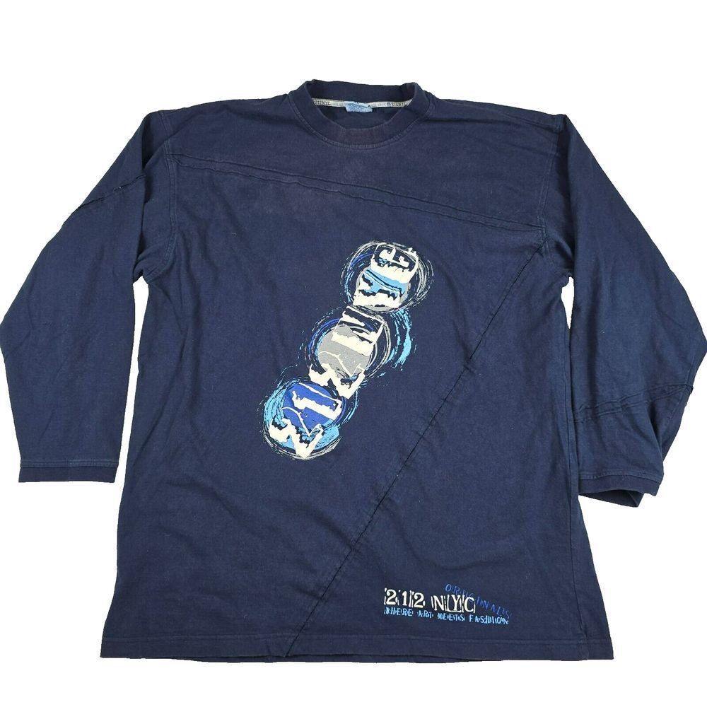 212 NYC‎ Vintage Y2K New York Streetwear Blue Long Sleeve Men's XL Shirt
